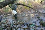 The bottles were piled so deep that the nets no longer would work and had to be manually gathered one at a time. 